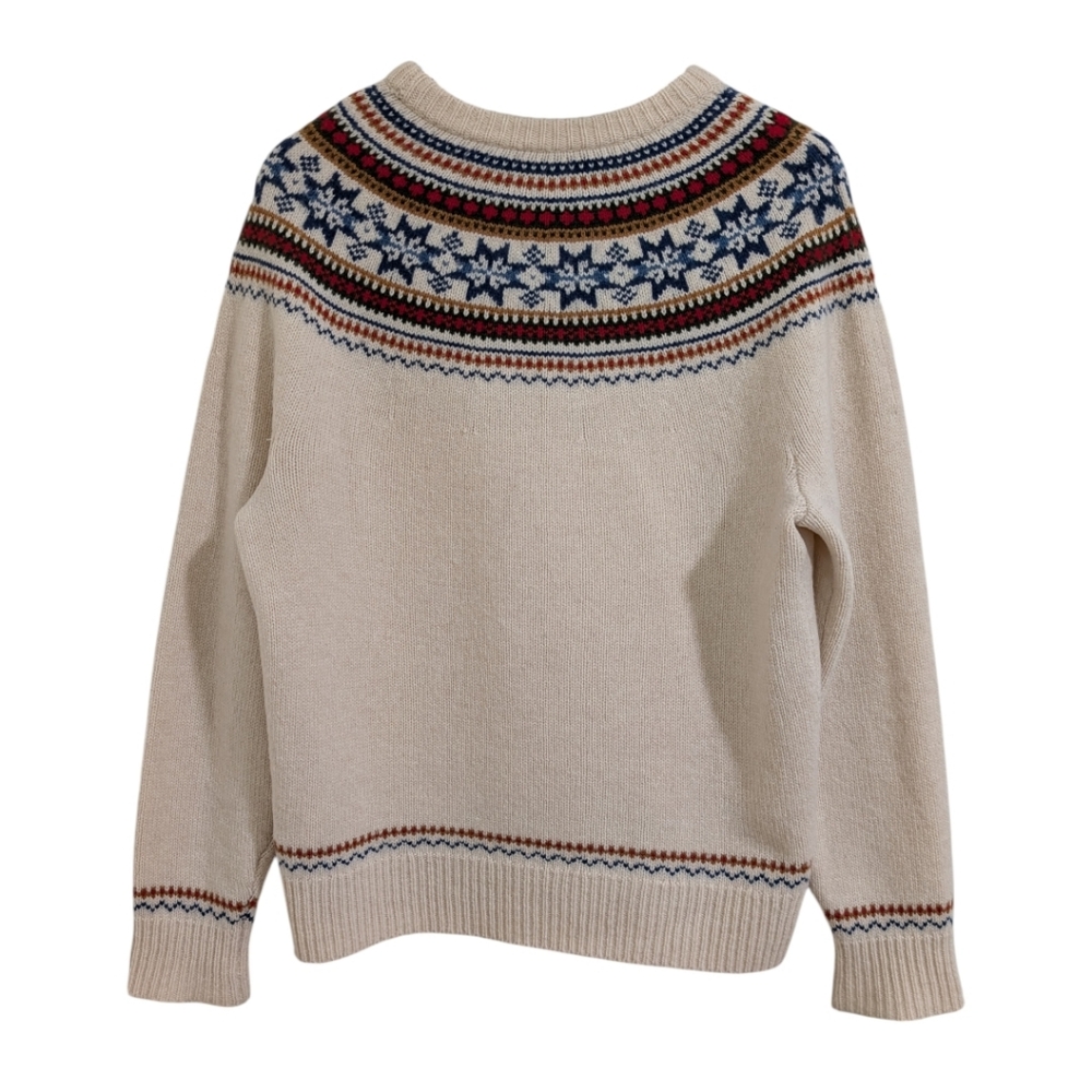 J. Crew 100% Lambswool Fair Isle yoked crewneck sweater Size M BM109 - Picture 3 of 6